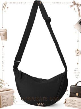 Unisex Nylon Crescent Crossbody Bag Hobo Sling Shoulder Purse Adjustable Strap